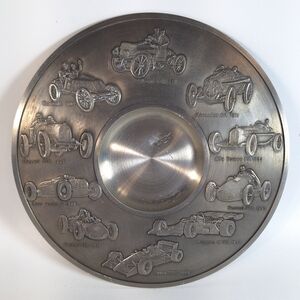 SKS-ZINN 95% Design Pewter European Vintage Antique Race Car Wall Plate